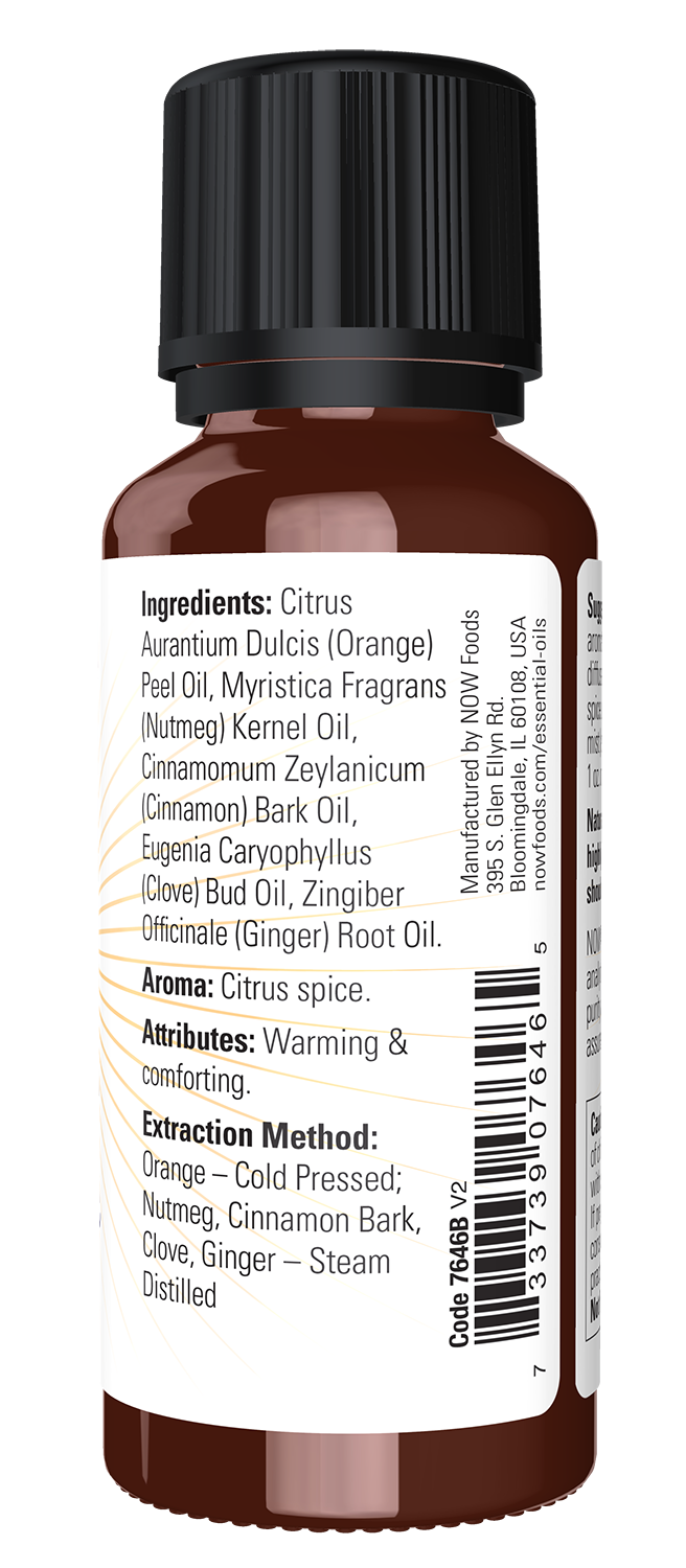 NOW Essential Oils, Spiced Cider Oil Blend, Citrus Spice Scent, 1 fl. oz