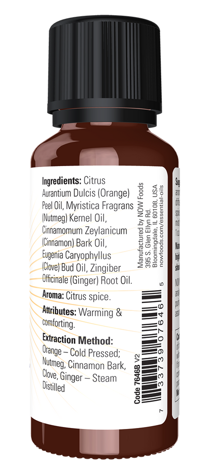 NOW Essential Oils, Spiced Cider Oil Blend, Citrus Spice Scent, 1 fl. oz