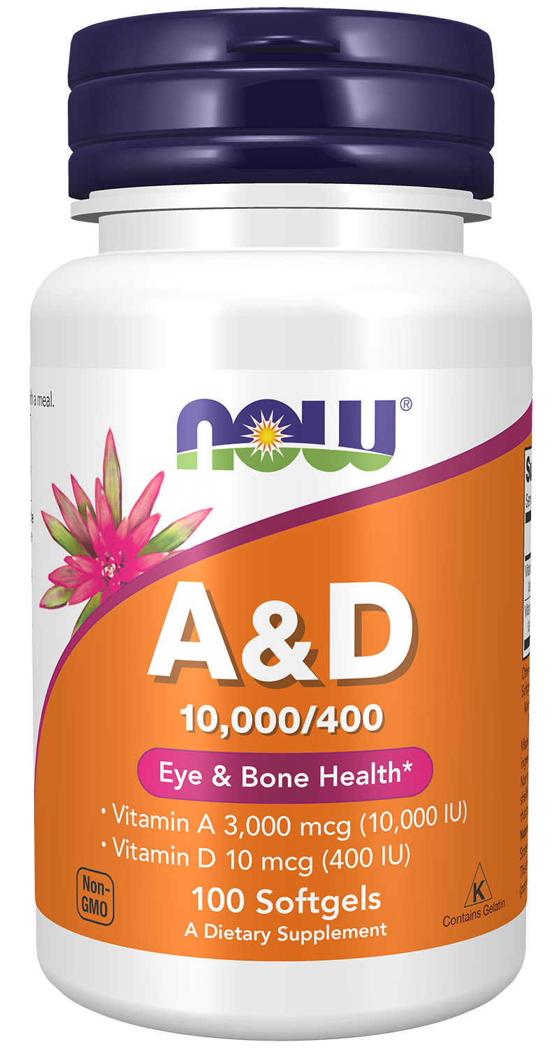 NOW Supplements, Vitamin A & D 10,000/400 IU, Eye Health*, 100 Softgels