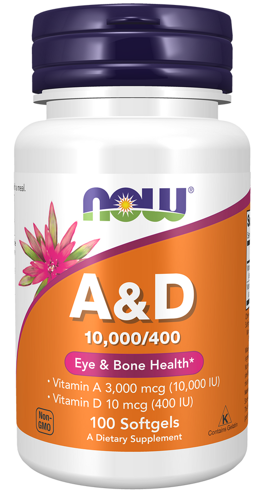 NOW Supplements, Vitamin A & D 10,000/400 IU, Eye Health*, 100 Softgels