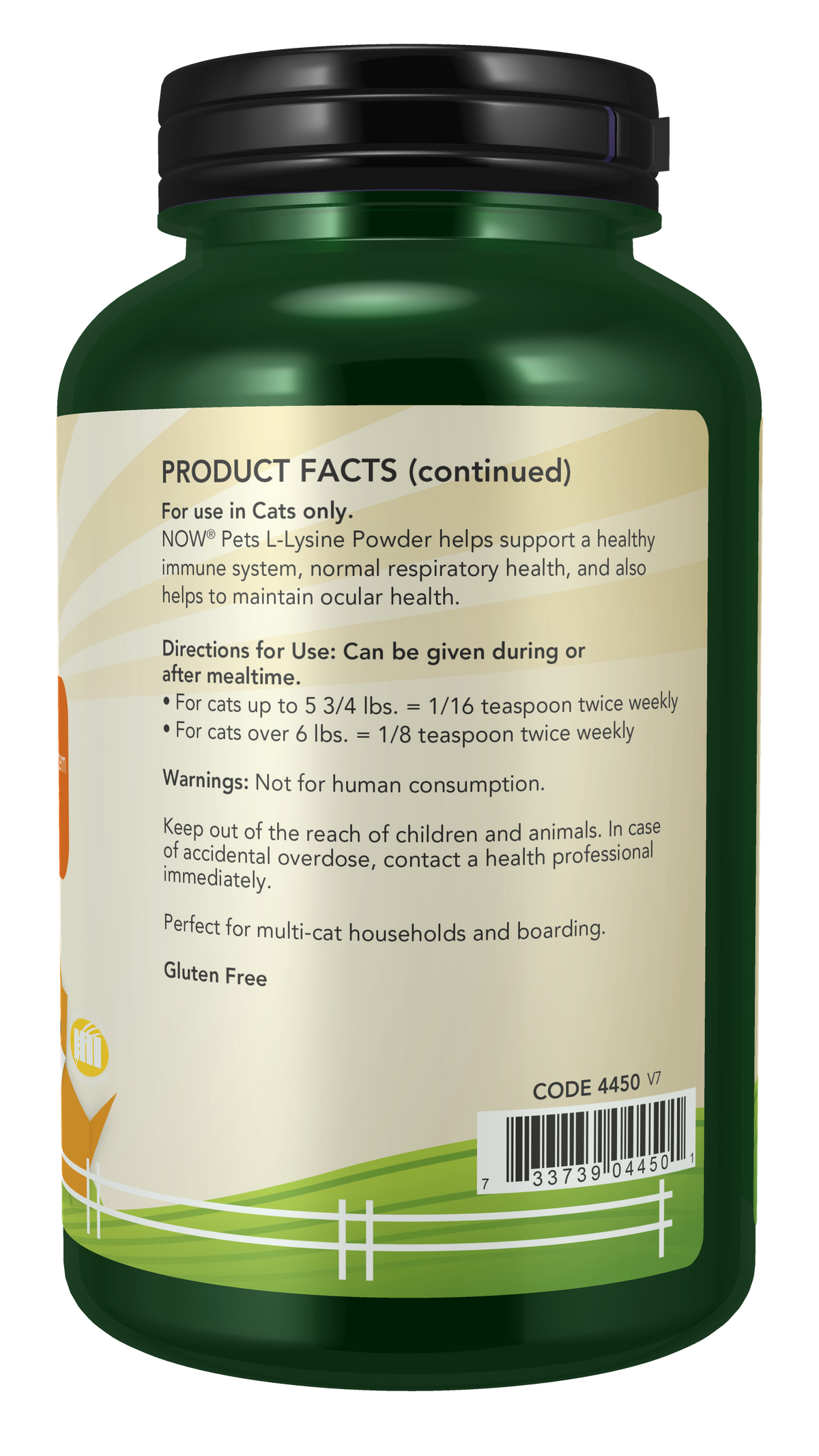 NOW Pet Health, L-Lysine Supplement, Powder, For Cats, 8-Ounce
