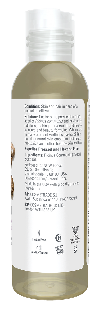 NOW Solutions, Castor Oil, Versatile Skin Care, Multi-Purpose, 4 fl. oz