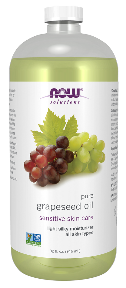 NOW Solutions, Grapeseed Oil, Sensitive Skin & All Skin Types, 32 fl. oz