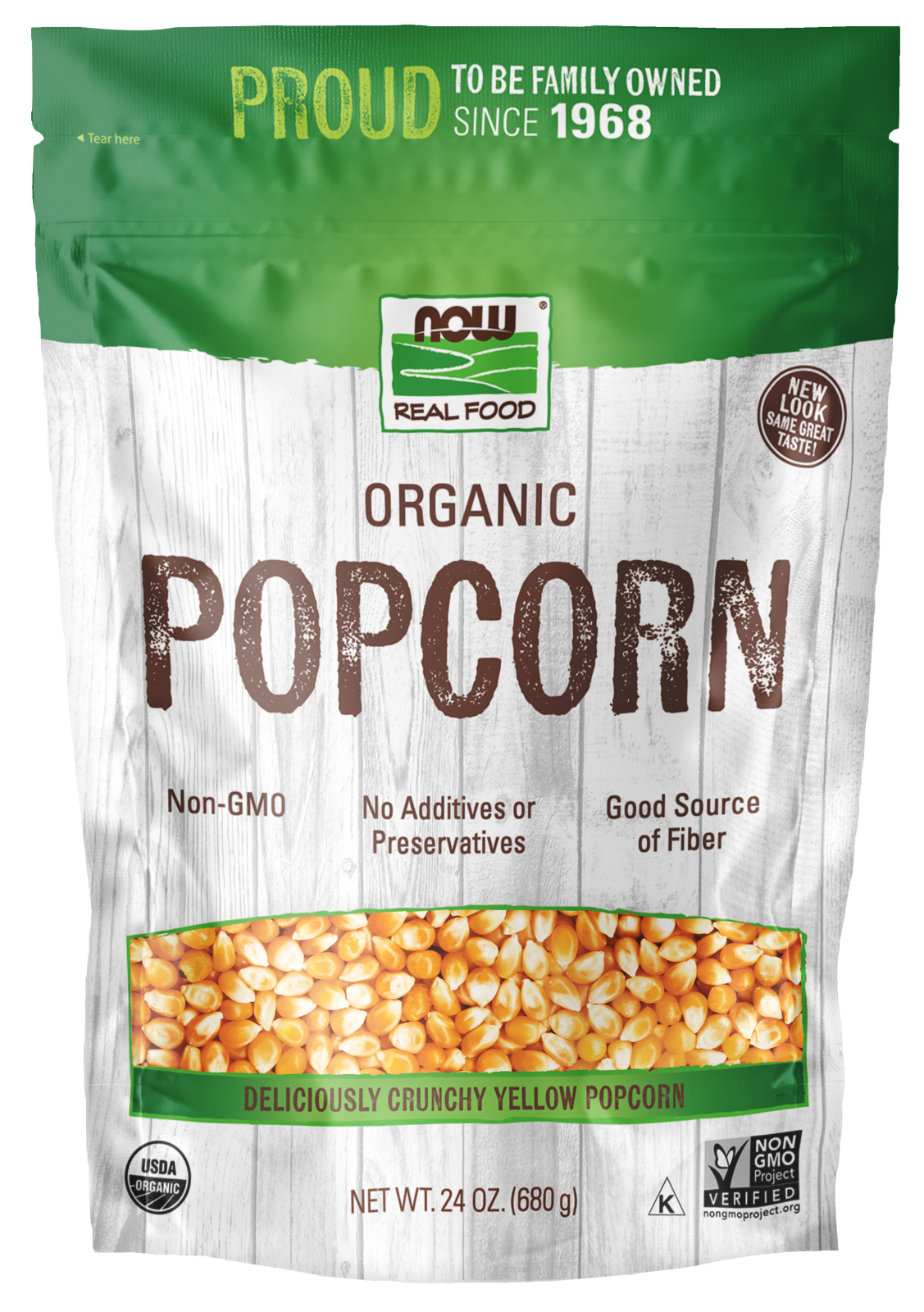 NOW Foods, Organic Popcorn, No Additives or Preservatives,  24 oz