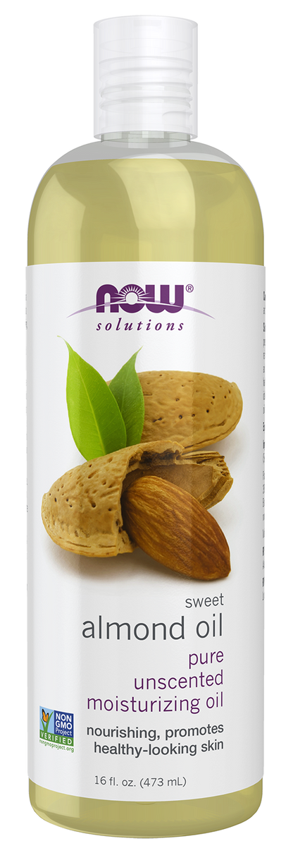NOW Solutions Sweet Almond Oil, Moisturizer, Unscented, 16 fl. oz
