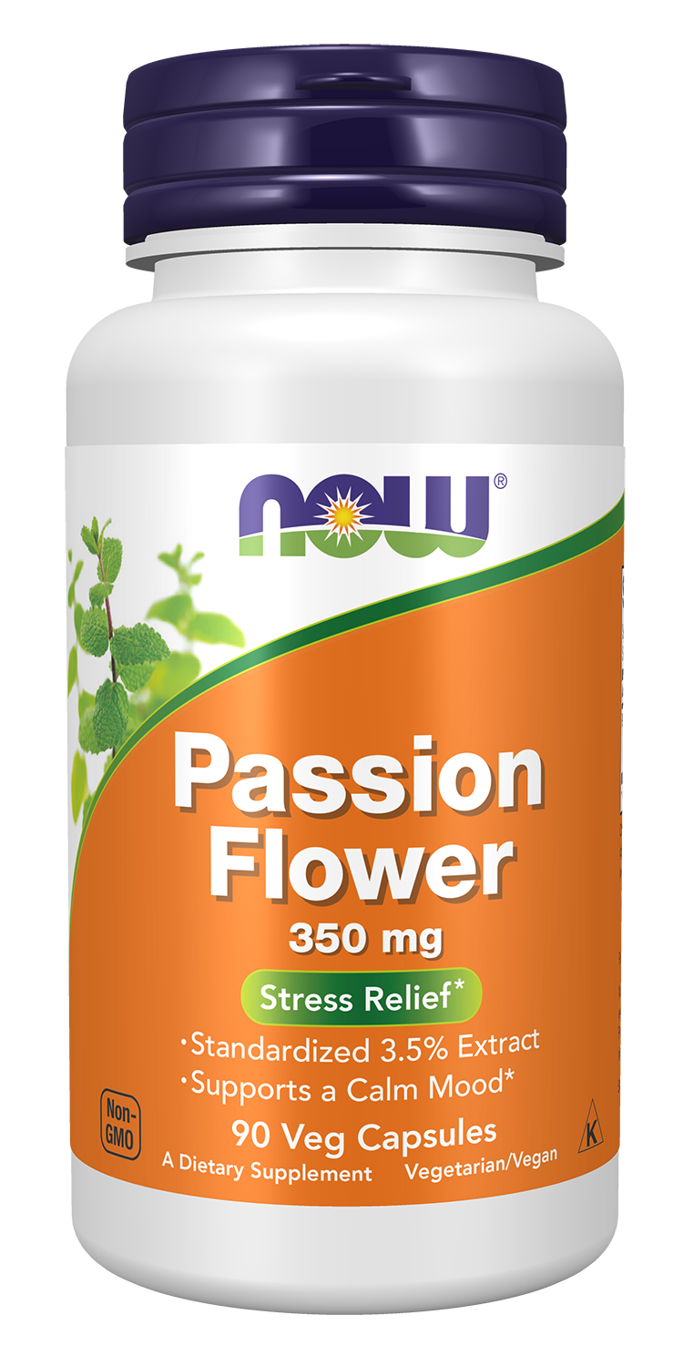 NOW Supplements, Passion Flower 350 mg, Stress Relief*, 90 Veg Caps