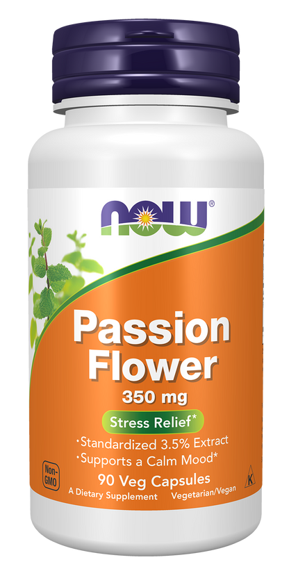 NOW Supplements, Passion Flower 350 mg, Stress Relief*, 90 Veg Caps