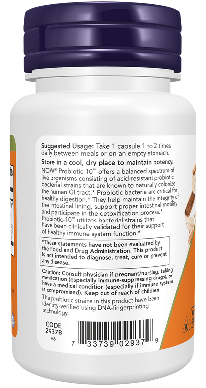 NOW Supplements, Probiotic-10™, 25 Billion, with 10 Strains, 30 Veg Caps