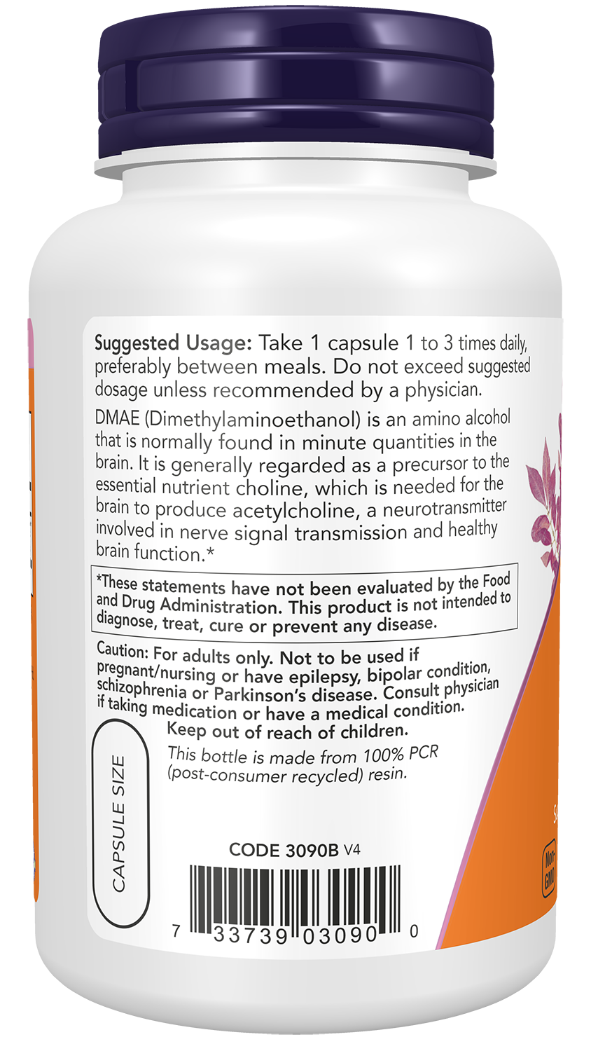 NOW Supplements, DMAE 250 mg, Healthy Brain Function*, 100 Veg Caps