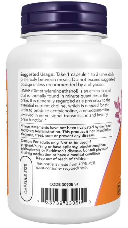 NOW Supplements, DMAE 250 mg, Healthy Brain Function*, 100 Veg Caps