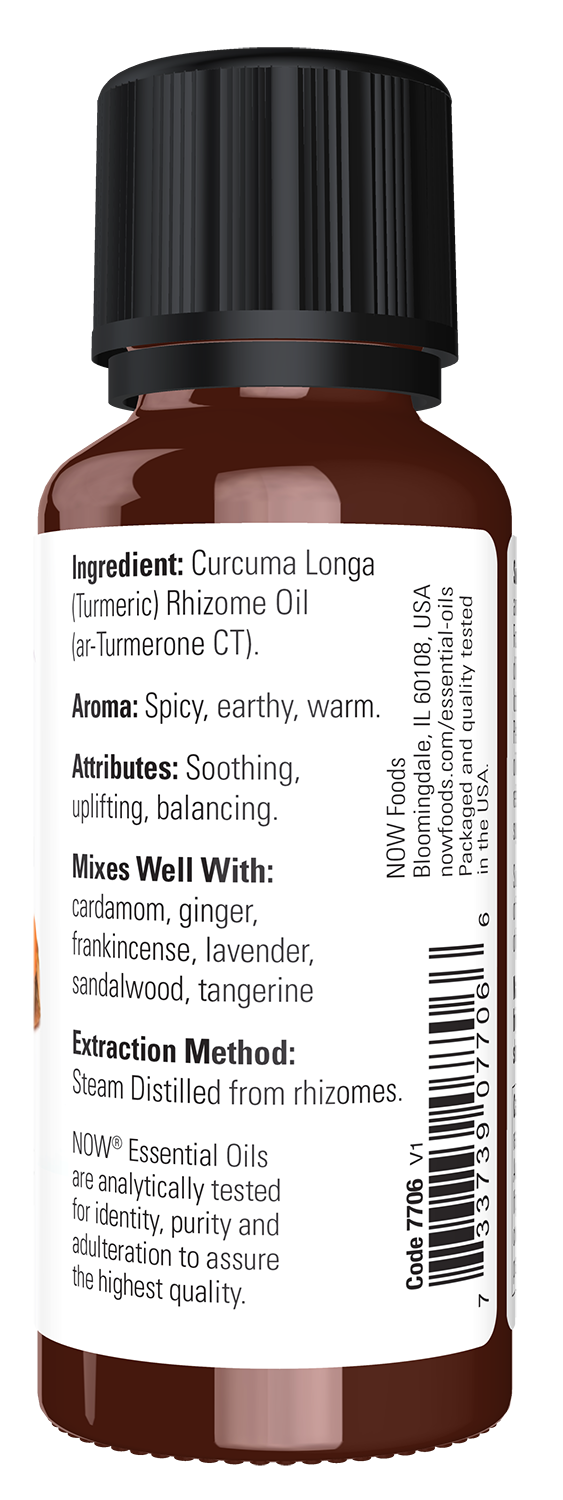 NOW Essential Oils, Turmeric Oil, Undiluted, Steam Distilled, 1 fl. oz