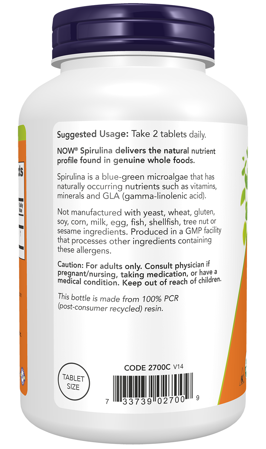 NOW Supplements, Organic Spirulina 500 mg, 500 Tabs