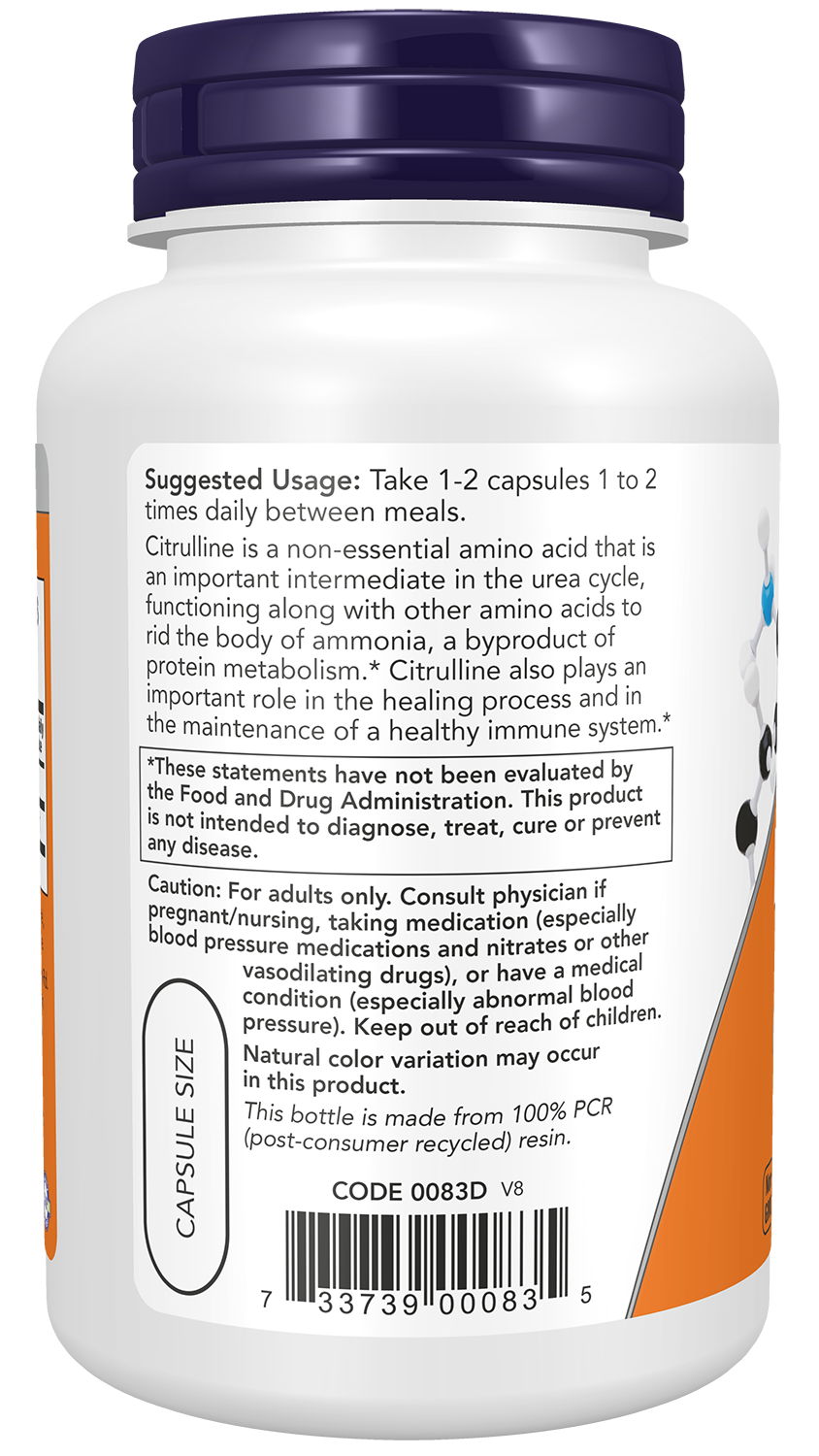 NOW Supplements, L-Citrulline 750 mg, Amino Acid, 90 Veg Caps
