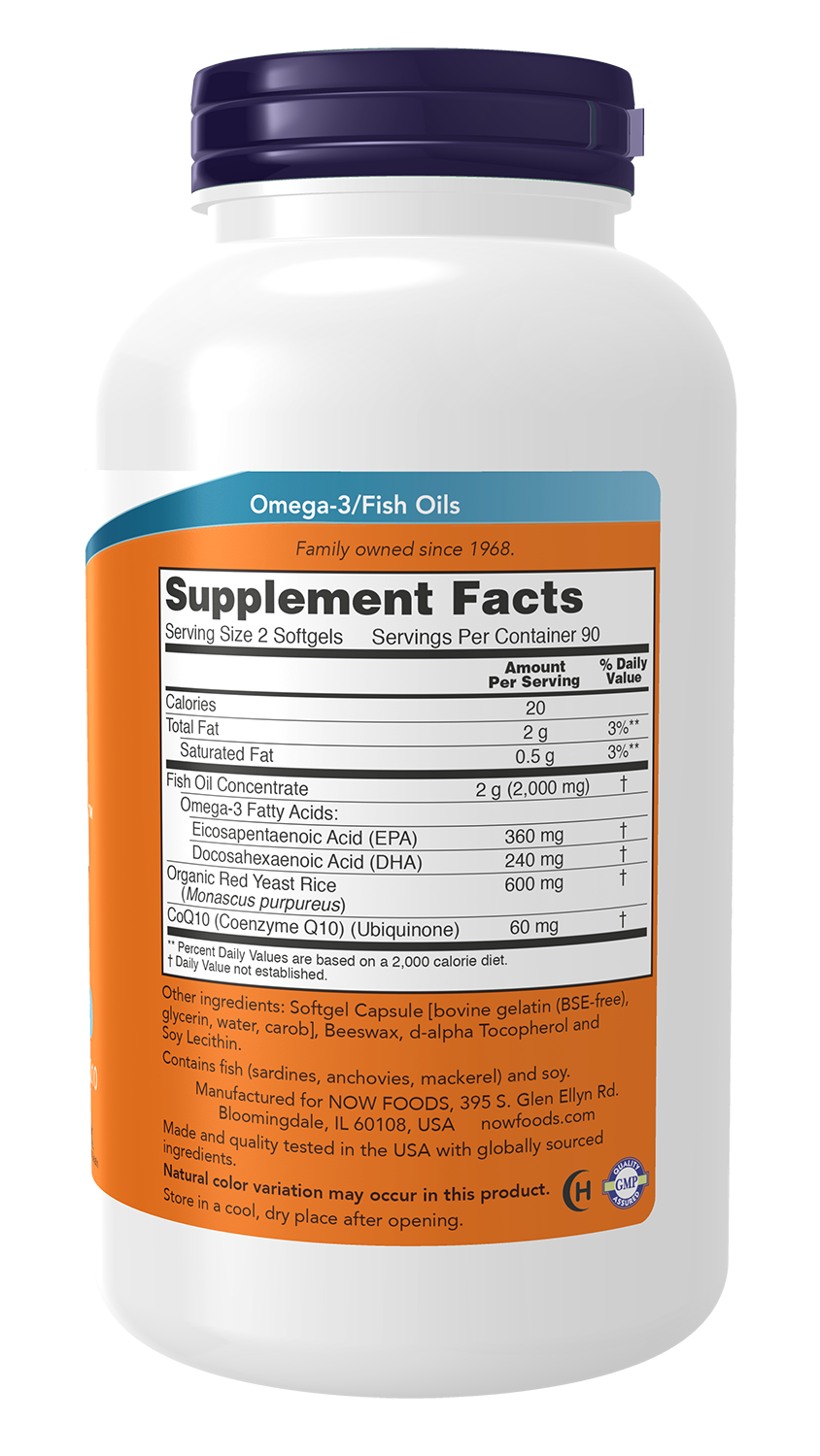 NOW Supplements, Red Omega™ with CoQ10, Omega-3 Fish Oil, 180 Softgels
