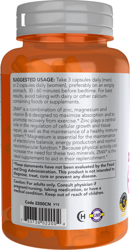 NOW Sports, ZMA, Enhanced Absorption, Sports Recovery*, 90 Veg Caps