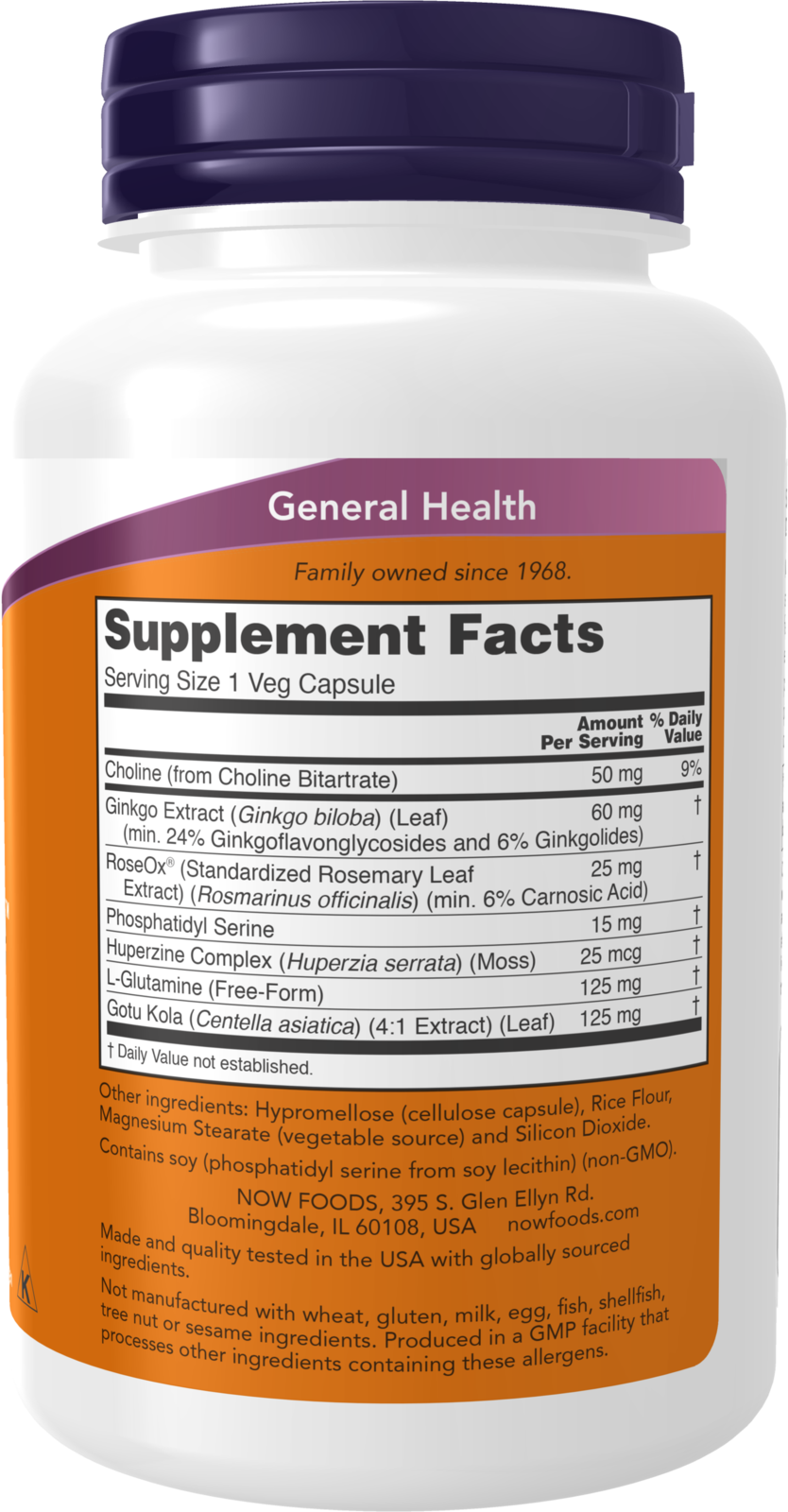 NOW Supplements, Brain Elevate™, Ginkgo Biloba & RoseOx®, 120 Veg Caps