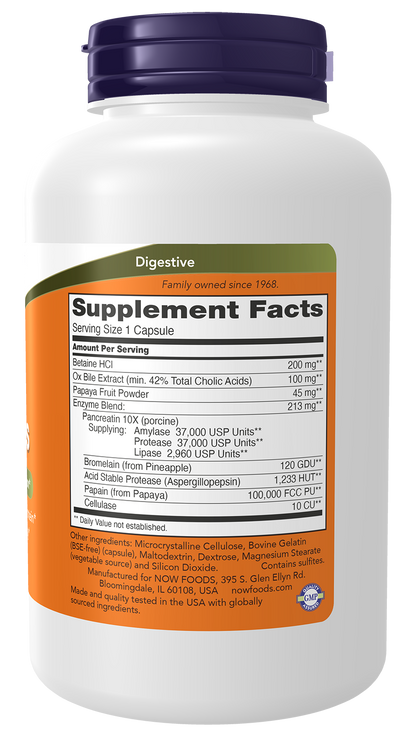 NOW Supplements, Super Enzymes, Bromelain, Ox Bile, Pancreatin, 180 Caps
