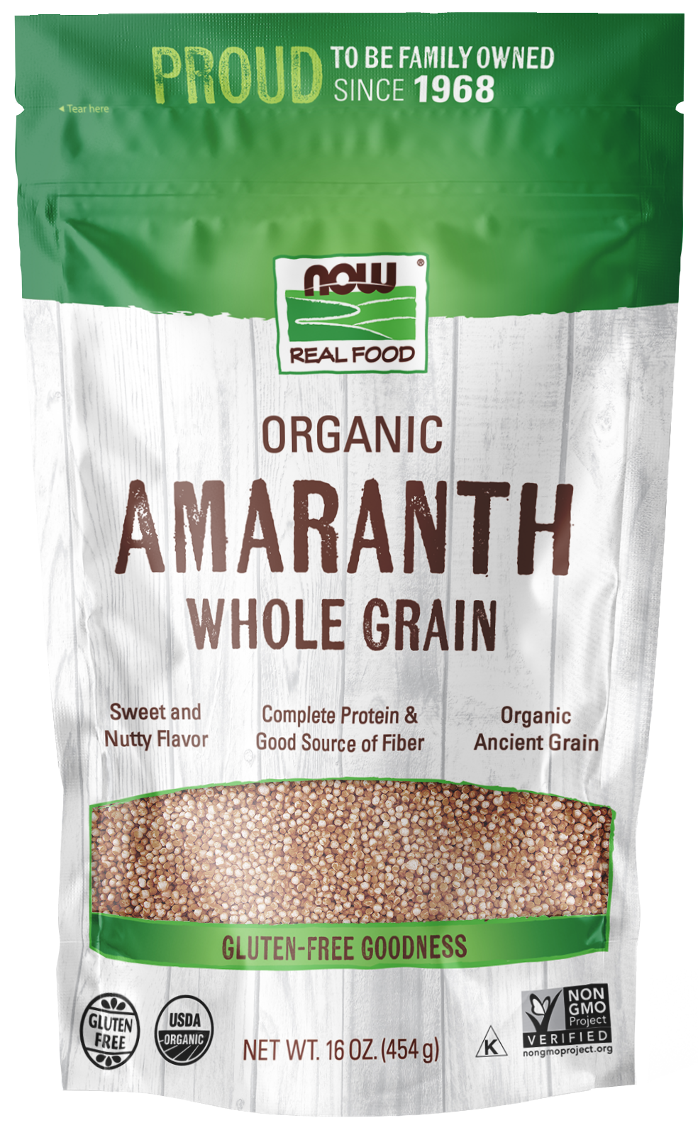 NOW Foods, Organic Amaranth Whole Grain, Protein & Fiber, 16 oz