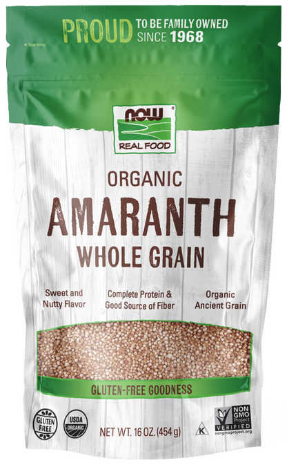 NOW Foods, Organic Amaranth Whole Grain, Protein & Fiber, 16 oz