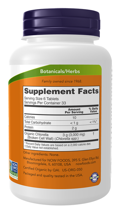 NOW Supplements, Organic Chlorella 500 mg, 200 Tabs