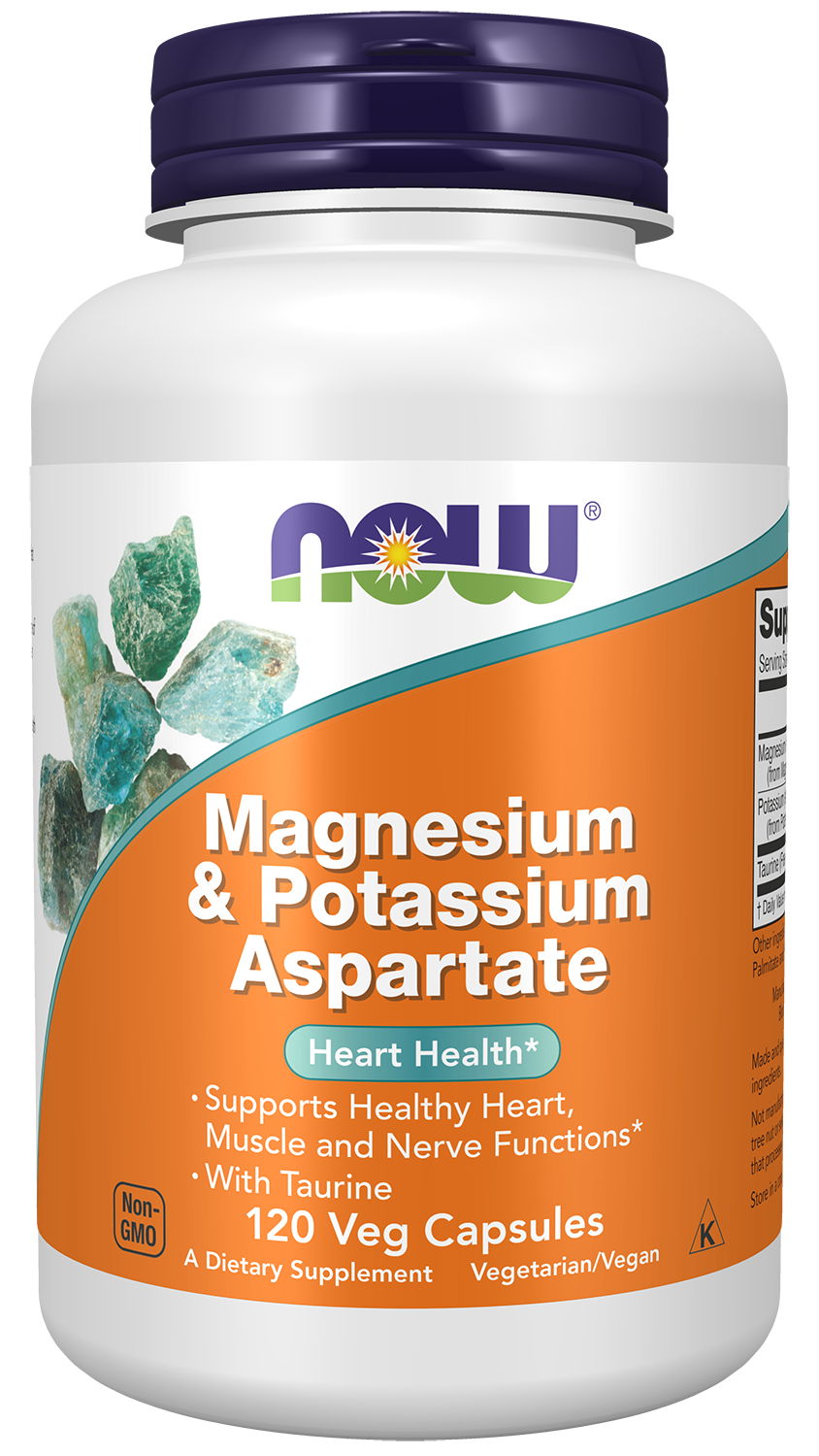 NOW Supplements, Magnesium & Potassium Aspartate with Taurine, 120 Veg Caps
