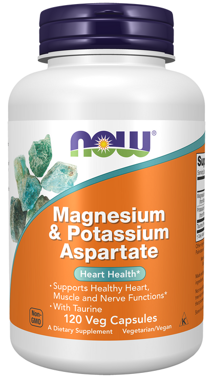 NOW Supplements, Magnesium & Potassium Aspartate with Taurine, 120 Veg Caps