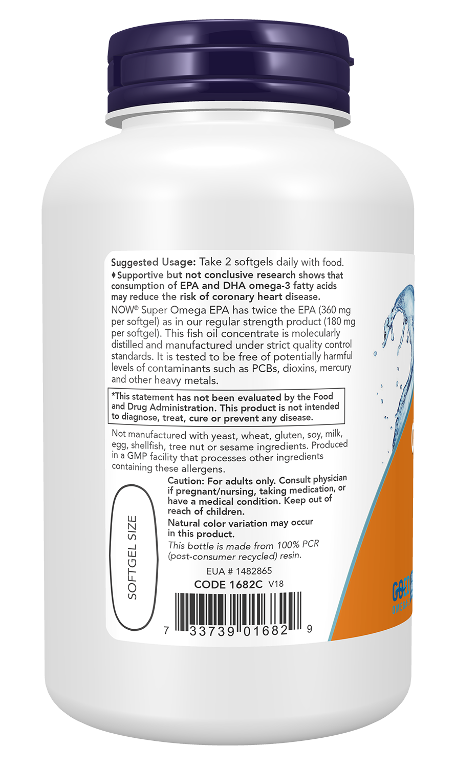 NOW Supplements, Super Omega EPA, Molecularly Distilled, 120 Softgels