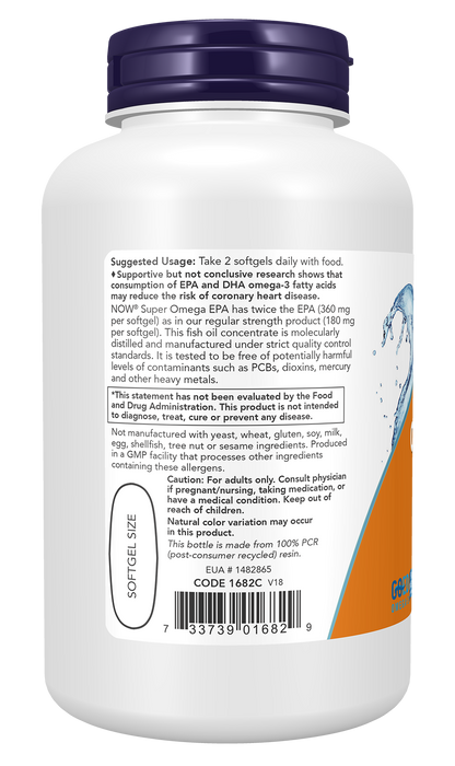 NOW Supplements, Super Omega EPA, Molecularly Distilled, 120 Softgels
