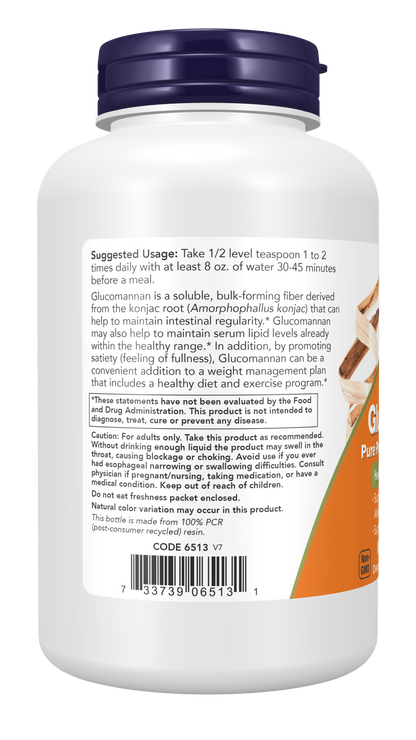 NOW Supplements, Glucomannan Powder, Supports Regularity*, 8 oz