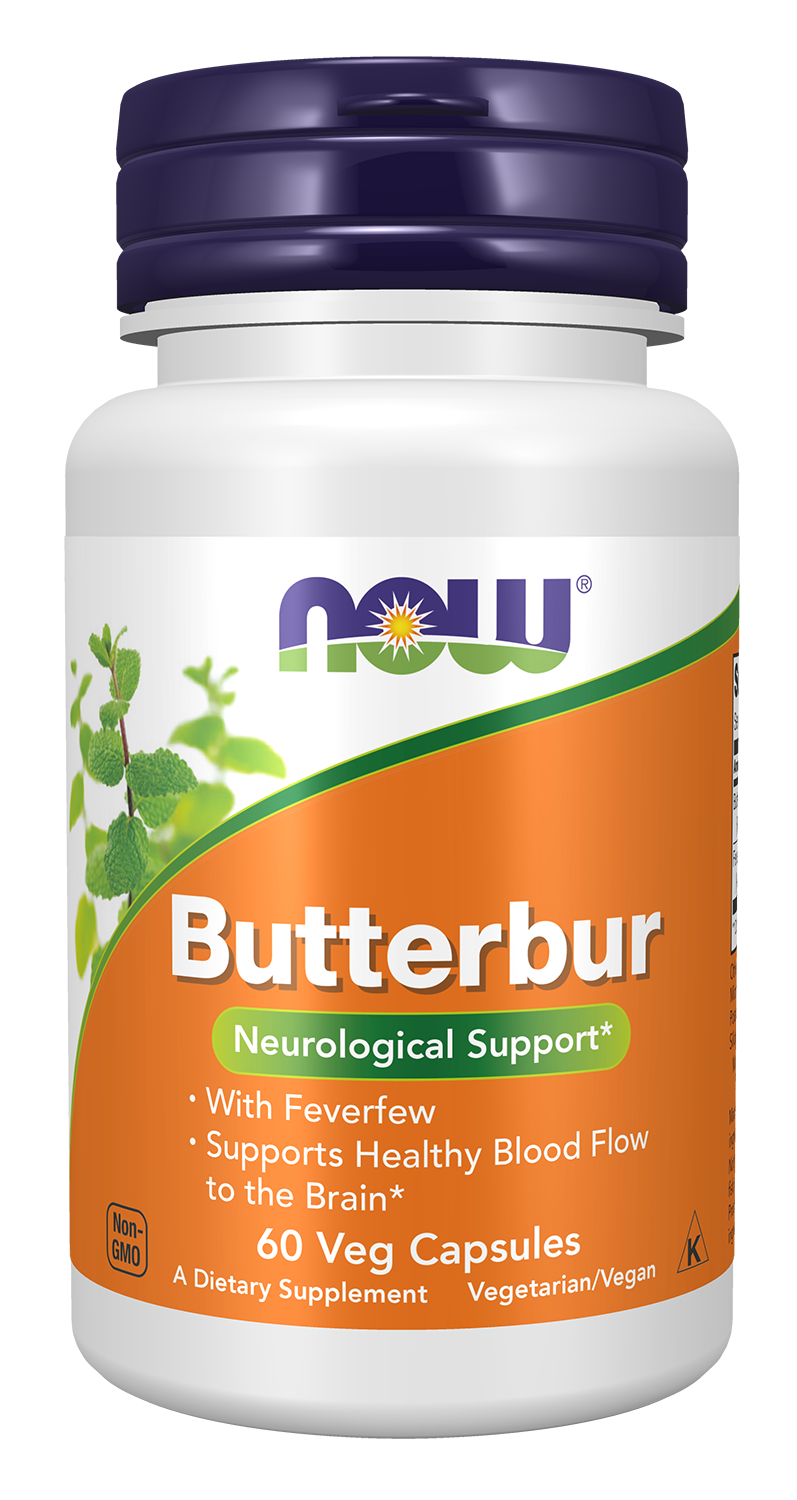 NOW Supplements, Butterbur with Feverfew, Neurological Support*, 60 Veg Cap