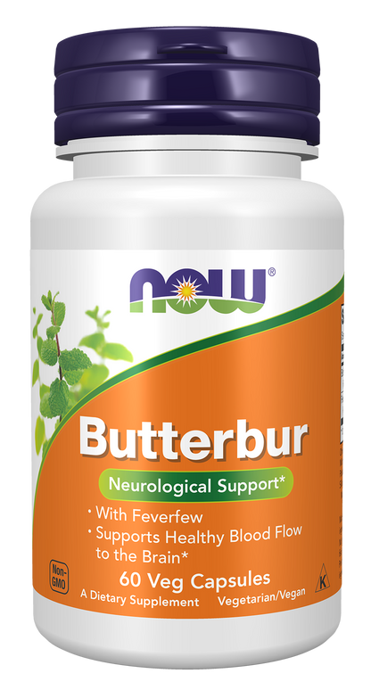 NOW Supplements, Butterbur with Feverfew, Neurological Support*, 60 Veg Cap