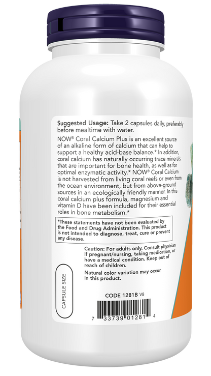 NOW Supplements, Coral Calcium Plus, Bone Health*, 250 Veg Caps