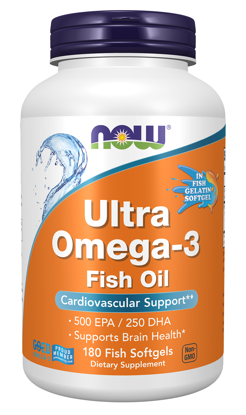 NOW Supplements, Ultra Omega-3, 500 EPA  250 DHA, 180 Fish Gelatin Softgels