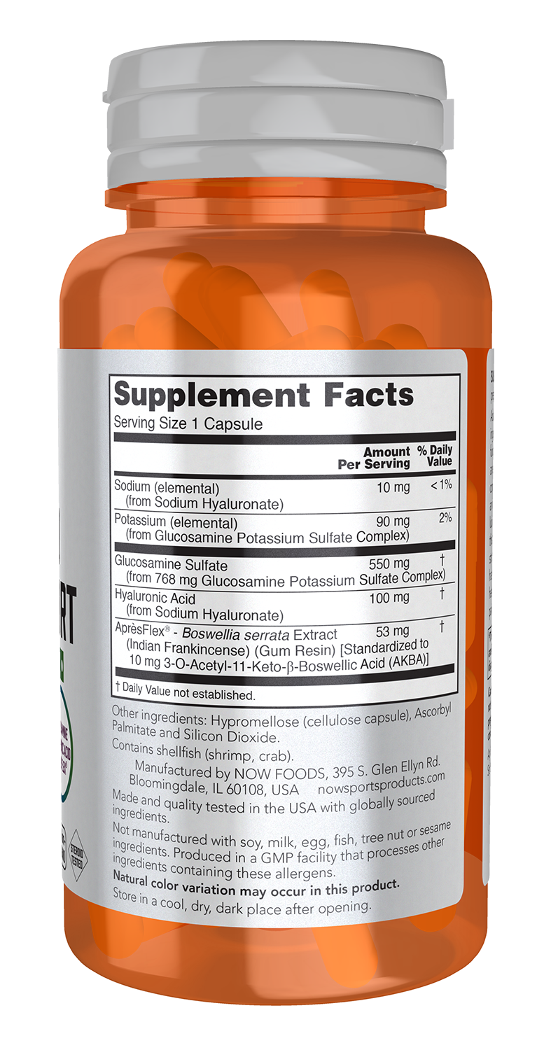 NOW Sports, Advanced Joint Support, Glucosamine, Hyaluronic Acid, 60 Caps