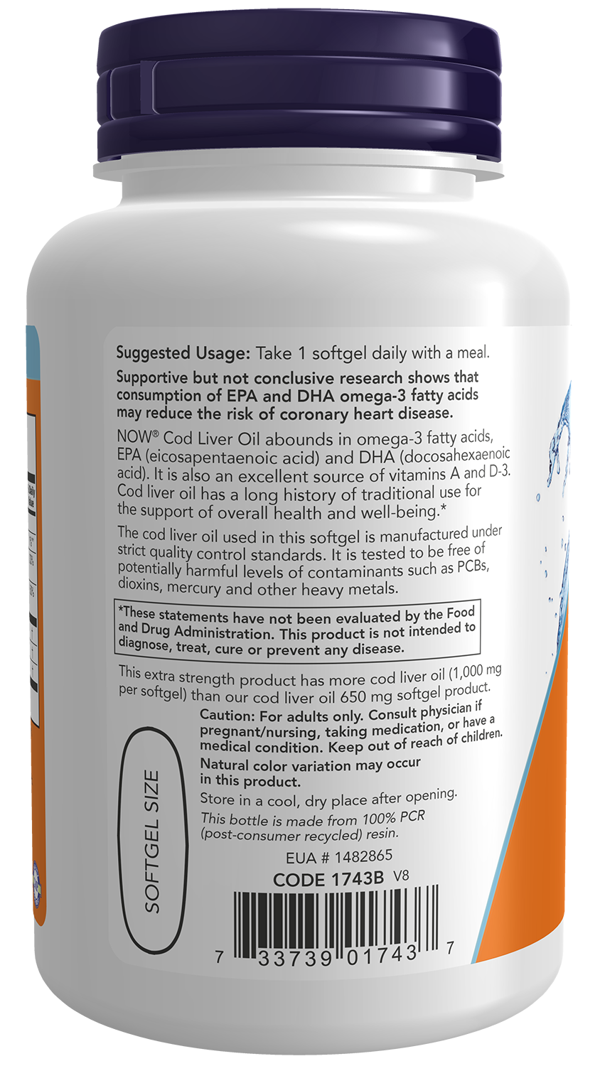 NOW Supplements, Cod Liver Oil 1,000 mg, EPA, DHA, 90 Softgels