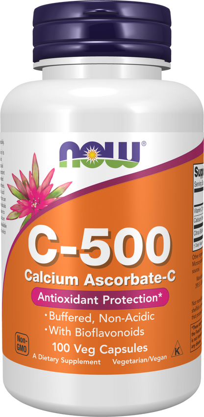 NOW Supplements, Vitamin C-500 Calcium Ascorbate, 100 Veg Caps