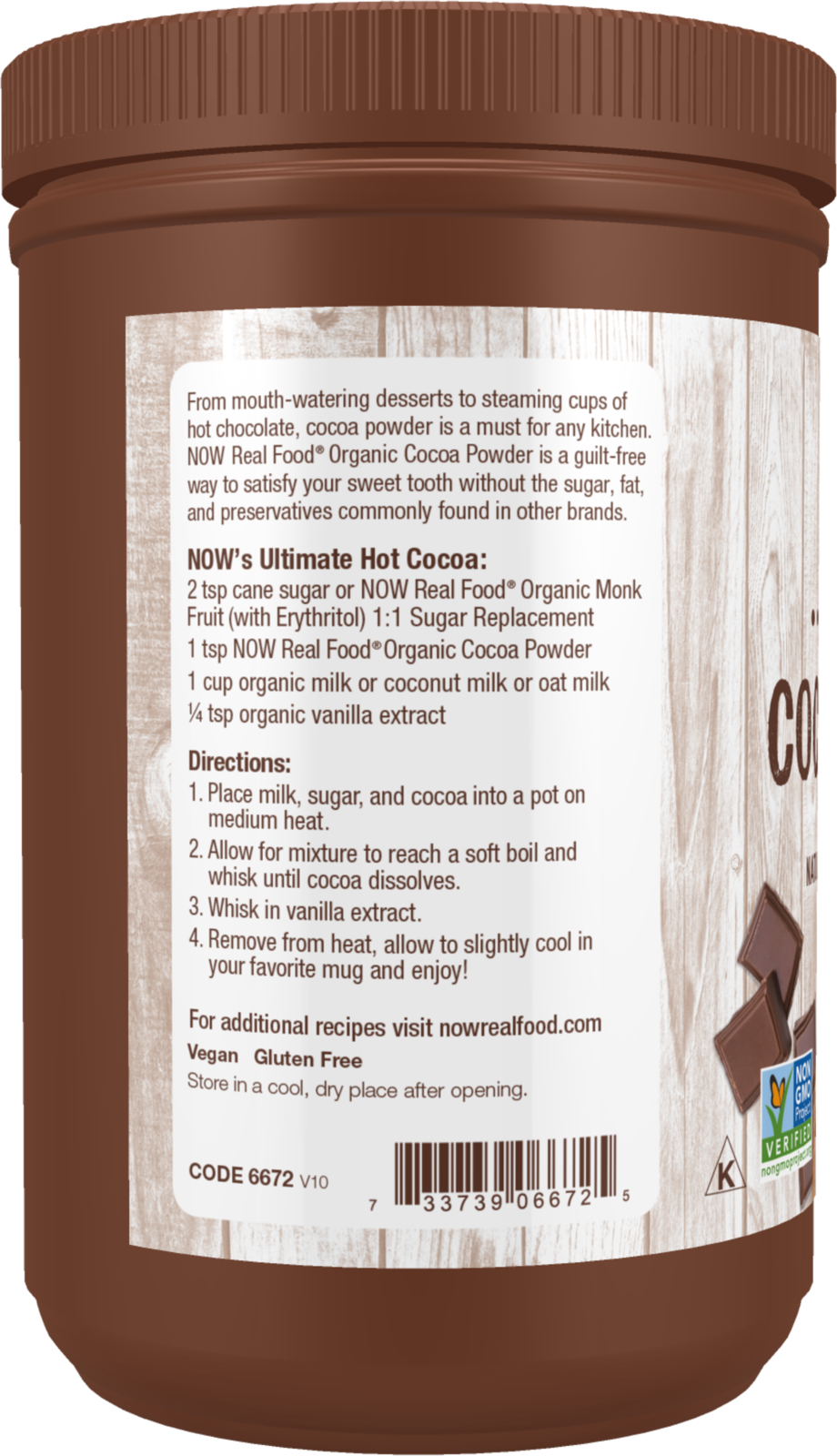 NOW Foods, Certified Organic Cocoa Powder, 12 oz
