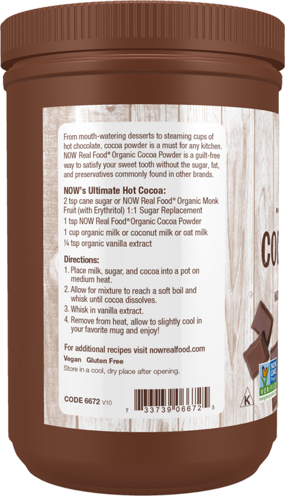NOW Foods, Certified Organic Cocoa Powder, 12 oz