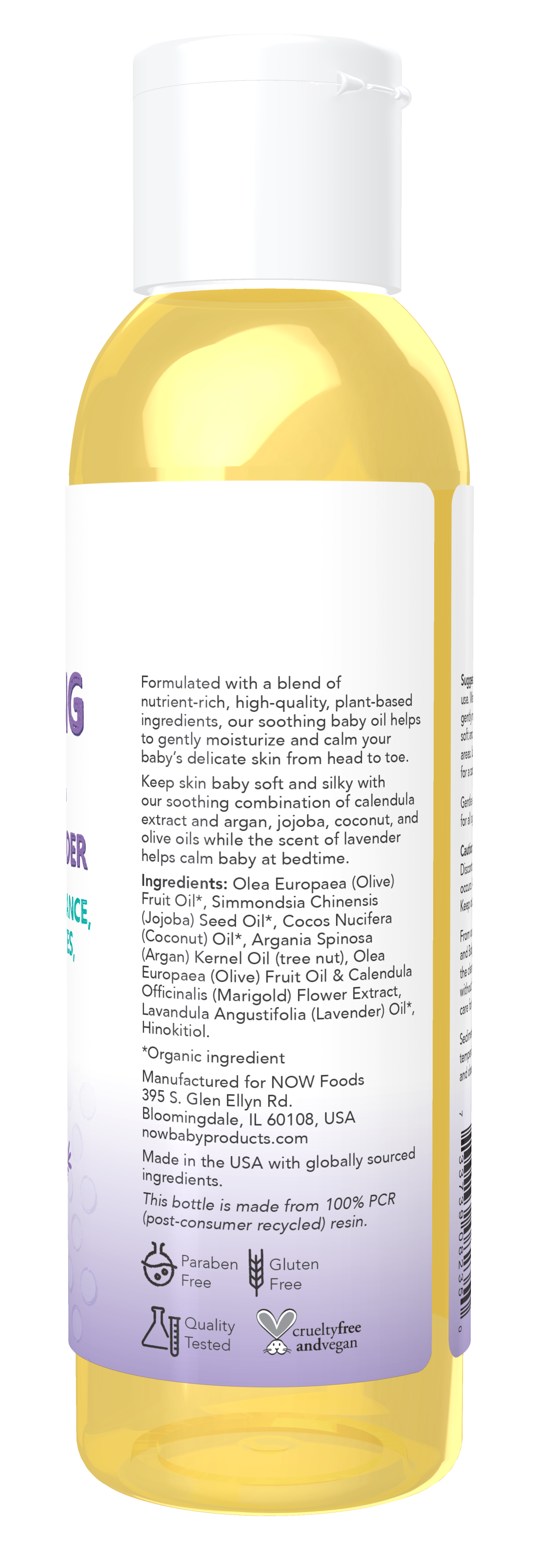 NOW Baby, Soothing Baby Oil, Calming Lavender, No Artificial Fragrance, Parabens, Phthalates, or Petrolatum, 4-Ounce