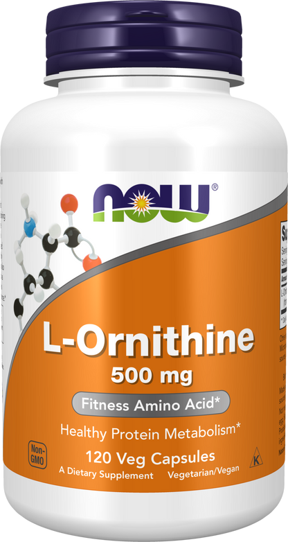 NOW Supplements, L-Ornithine 500 mg, Amino Acid, 120 Veg Caps