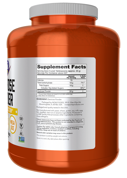 NOW Sports, Dextrose Powder, Simple Carb, Quick Energy Fuel*, 10 lbs