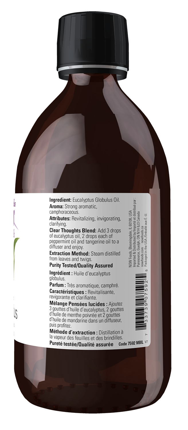 NOW Essential Oils, Eucalyptus Oil, Undiluted, Steam Distilled, 16 fl. oz