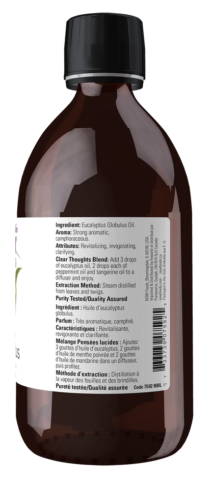 NOW Essential Oils, Eucalyptus Oil, Undiluted, Steam Distilled, 16 fl. oz