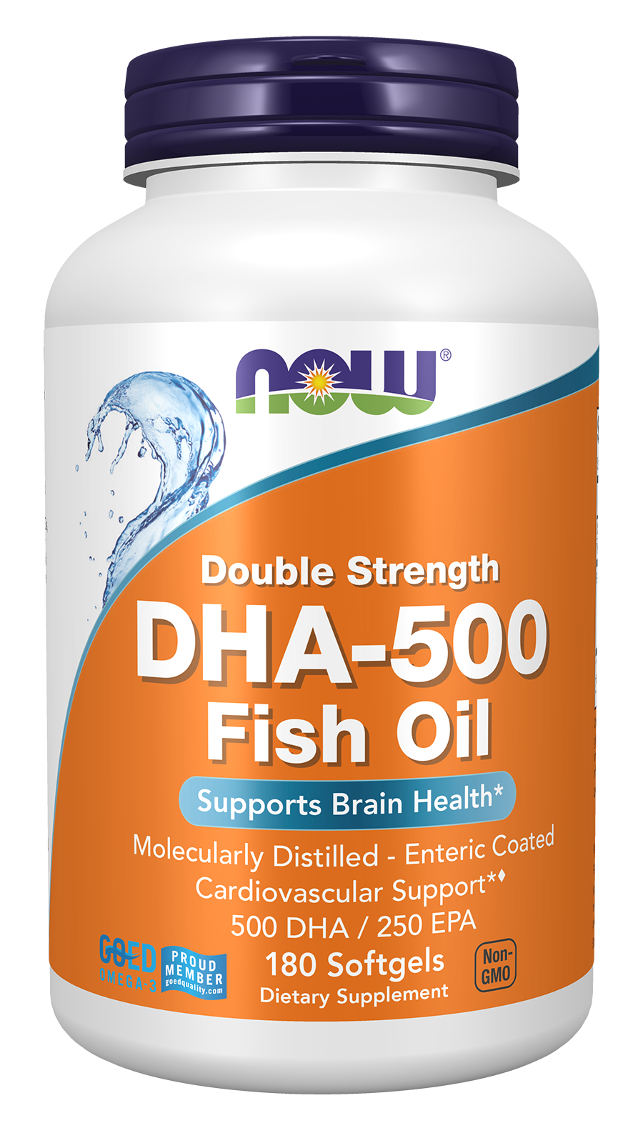 NOW Supplements, DHA-500 with 250 EPA, Molecularly Distilled, 180 Softgels