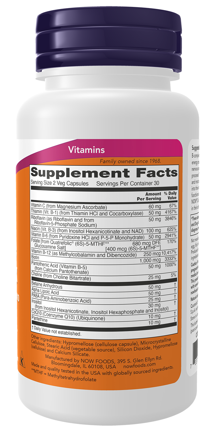 NOW Supplements, Co-Enzyme B Complex with ALA and CoQ10, 60 Veg Caps