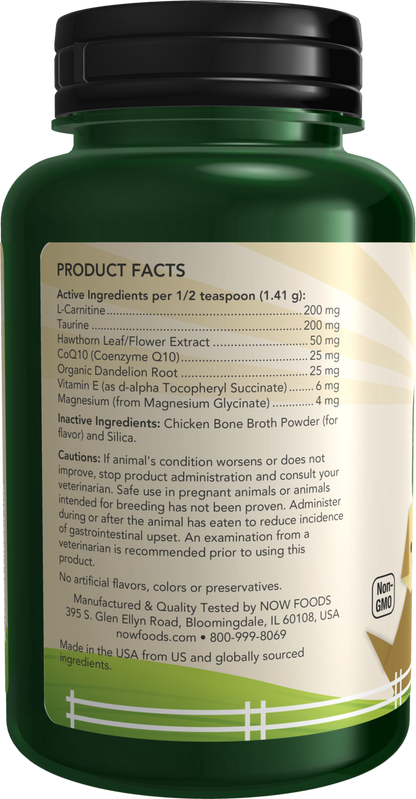 NOW Pet Health, Cardiovascular Support Supplement, Powder, 4.5-Ounce