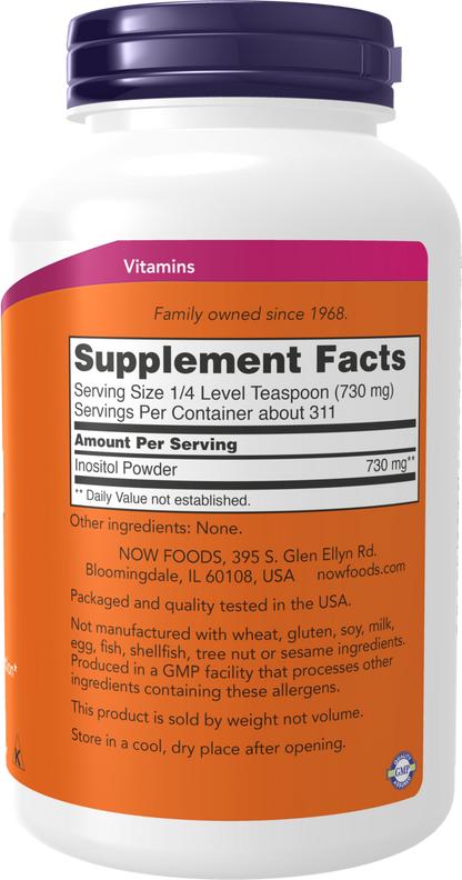 NOW Supplements, Inositol Powder, Cellular Health*, 8-oz