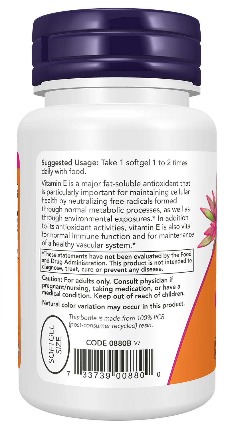 NOW Supplements, Vitamin E-200 IU Mixed Tocopherols, 100 Softgels