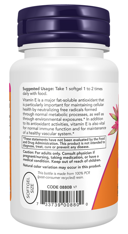 NOW Supplements, Vitamin E-200 IU Mixed Tocopherols, 100 Softgels
