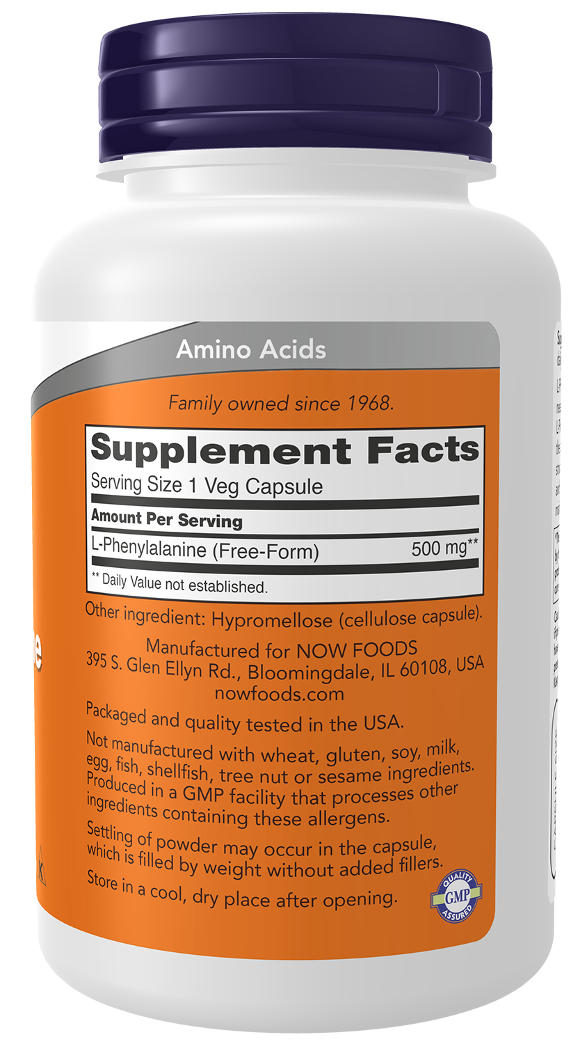 NOW Supplements, L-Phenylalanine 500 mg, Amino Acid, 120 Veg Caps